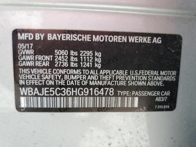 WBAJE5C36HG916478 - 2017 BMW 540 I SILVER photo 12