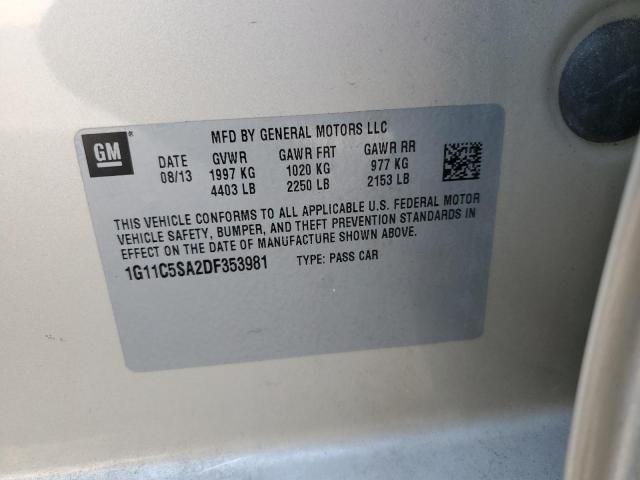 1G11C5SA2DF353981 - 2013 CHEVROLET MALIBU 1LT CREAM photo 12