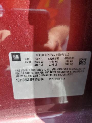 1G11C5SL4FF116784 - 2015 CHEVROLET MALIBU 1LT BURGUNDY photo 12