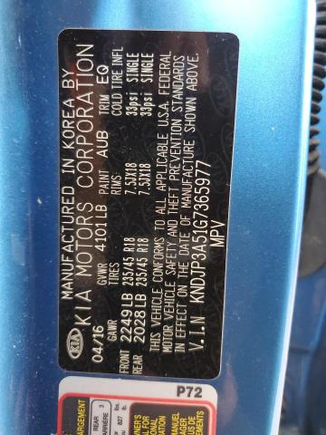 KNDJP3A51G7365977 - 2016 KIA SOUL + BLUE photo 13