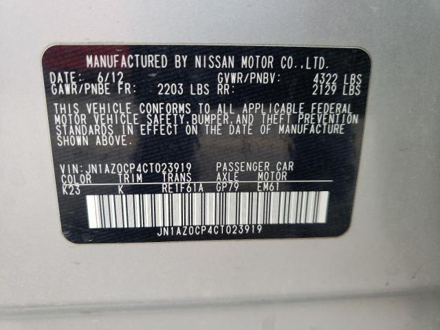 JN1AZ0CP4CT023919 - 2012 NISSAN LEAF SV SILVER photo 12