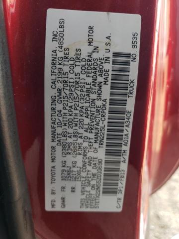 5TETX22N55Z010690 - 2005 TOYOTA TACOMA ACCESS CAB წითელი ფოტო 13