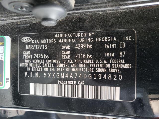 5XXGM4A74DG194820 - 2013 KIA OPTIMA LX BLACK photo 12