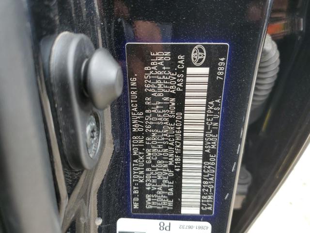 4T1BF1FK7HU640700 - 2017 TOYOTA CAMRY LE BLACK photo 12