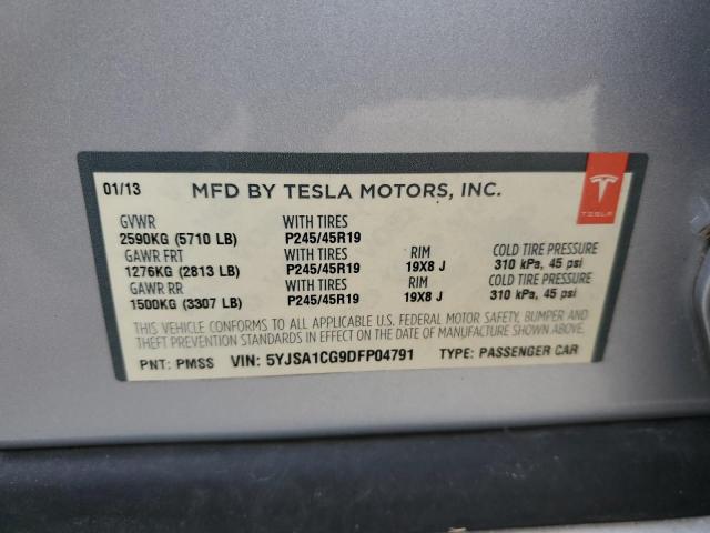 5YJSA1CG9DFP04791 - 2013 TESLA MODEL S Արծաթագույն լուսանկար 12