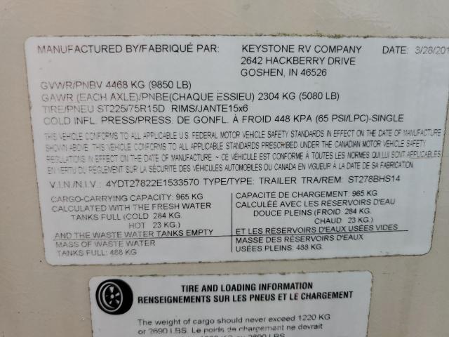 4YDT27822E1533570 - 2014 KEYSTONE SPRINTER 双色 照片 10