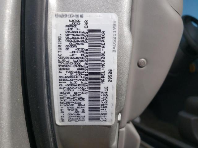 4T1BF28B13U283526 - 2003 TOYOTA AVALON XL SILVER photo 12