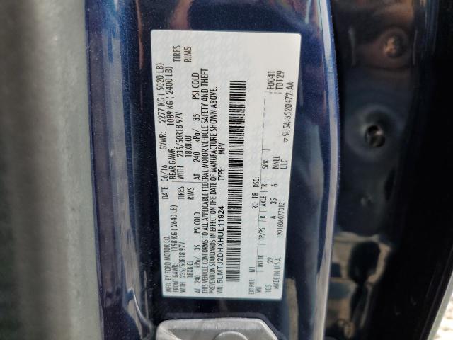 5LMTJ2DHXHUL11924 - 2017 LINCOLN MKC SELECT Կապույտ լուսանկար 12