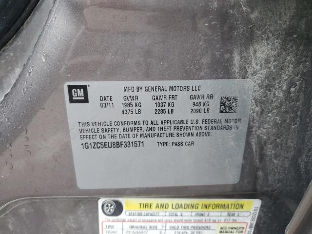 1G1ZC5EU8BF331571 - 2011 CHEVROLET MALIBU 1LT 灰色 照片 12