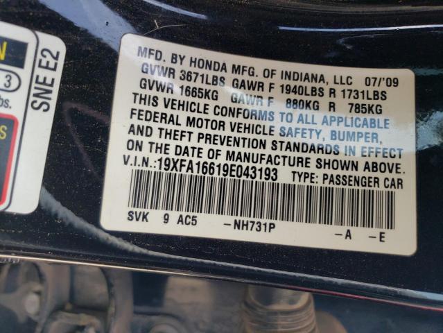 19XFA16619E043193 - 2009 HONDA CIVIC LX-S Qara foto 13