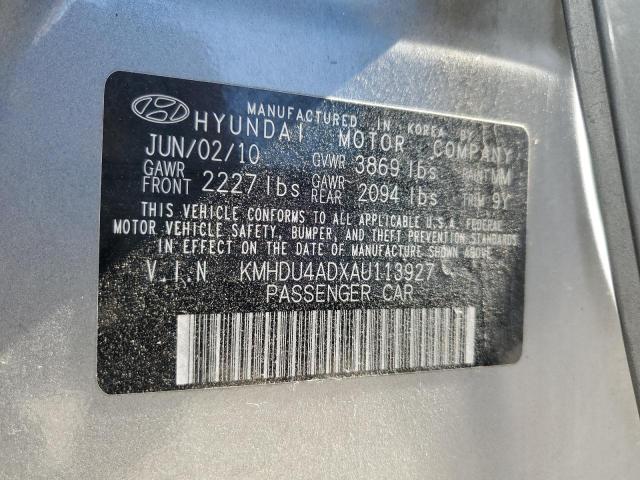 KMHDU4ADXAU113927 - 2010 HYUNDAI ELANTRA BLUE GRAY photo 13