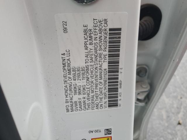 19XFL1H76NE019224 - 2022 HONDA CIVIC EXL 白色 照片 12