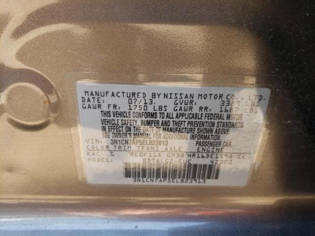 3N1CN7AP5EL823913 - 2014 NISSAN VERSA S TAN photo 13