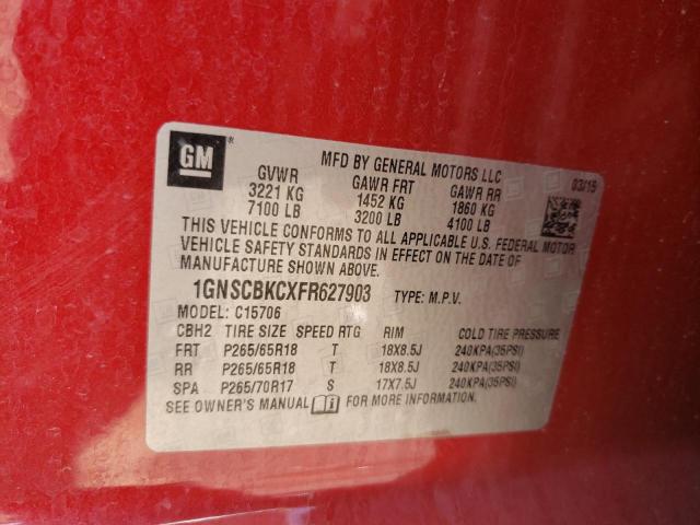 1GNSCBKCXFR627903 - 2015 CHEVROLET TAHOE C1500 LT RED photo 13