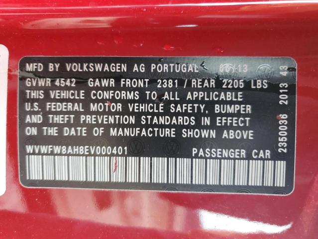 WVWFW8AH8EV000401 - 2014 VOLKSWAGEN EOS LUX 红色 照片 13