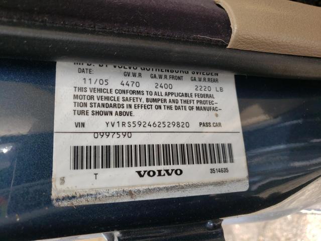 YV1RS592462529820 - 2006 VOLVO S60 2.5T BLUE photo 12