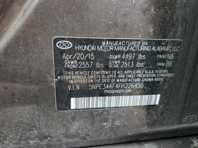 5NPE34AF4FH226450 - 2015 HYUNDAI SONATA SPORT GRAY photo 12