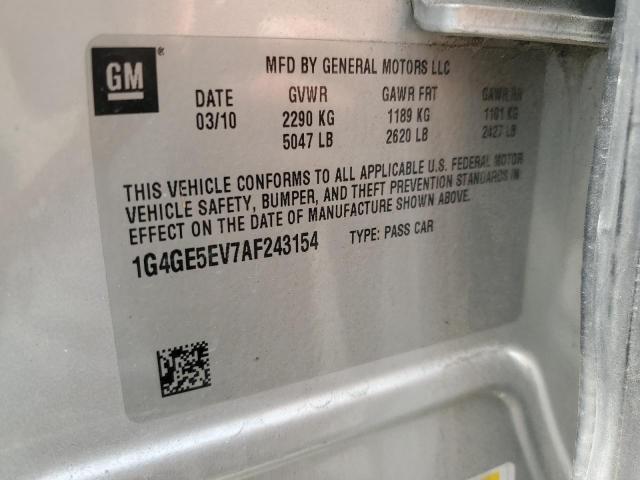 1G4GE5EV7AF243154 - 2010 BUICK LACROSSE CXS SILVER photo 12