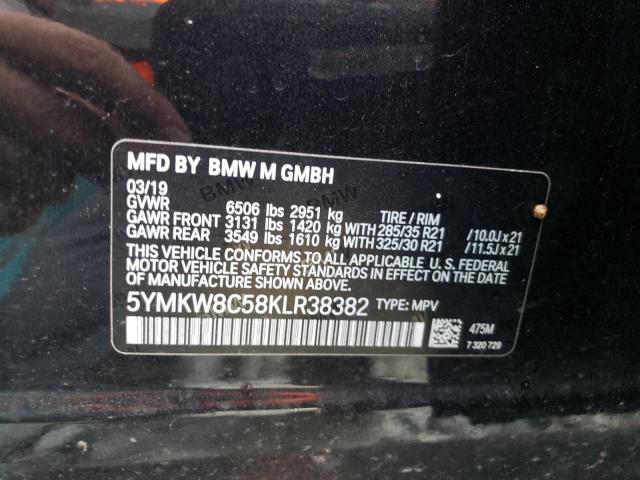 5YMKW8C58KLR38382 - 2019 BMW X6 M BLACK photo 13