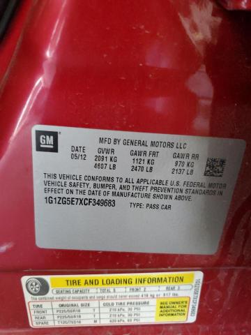 1G1ZG5E7XCF349683 - 2012 CHEVROLET MALIBU LTZ RED photo 12