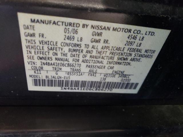 1N4BA41E06C866270 - 2006 NISSAN MAXIMA SE GRAY photo 12