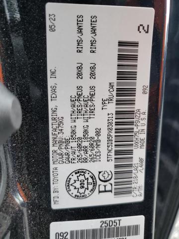 5TFNC5DB5PX030313 - 2023 TOYOTA TUNDRA CREWMAX PLATINUM BLACK photo 12