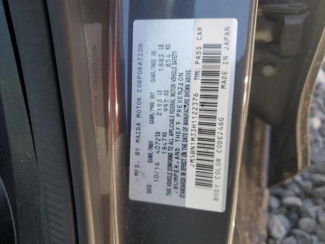 JM1BN1M33H1122376 - 2017 MAZDA 3 GRAND TOURING GRAY photo 12