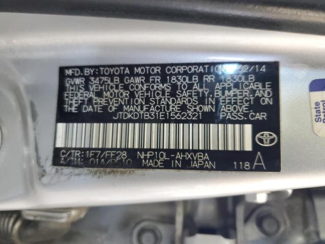 JTDKDTB31E1562321 - 2014 TOYOTA PRIUS C SILVER photo 12