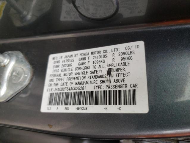 JH4CU2F64AC025281 - 2010 ACURA TSX GRAY photo 12