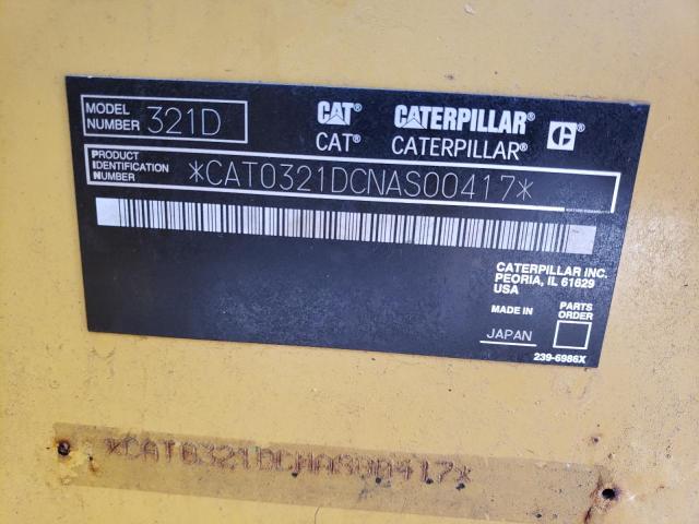 CAT0321DCNAS00417 - 2009 CATERPILLAR EXCAVATOR YELLOW photo 10