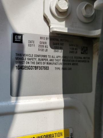 1G4GE5GD7BF307683 - 2011 BUICK LACROSSE CXS WHITE photo 12