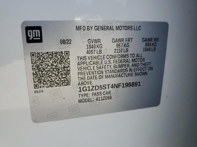 1G1ZD5ST4NF199891 - 2022 CHEVROLET MALIBU LT WHITE photo 13