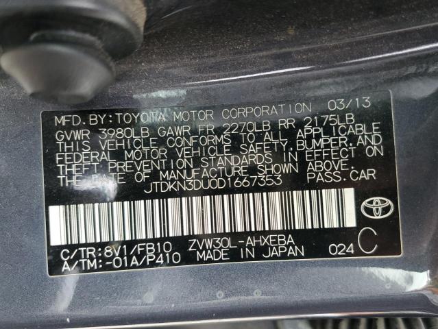 JTDKN3DU0D1667353 - 2013 TOYOTA PRIUS GRAY photo 13