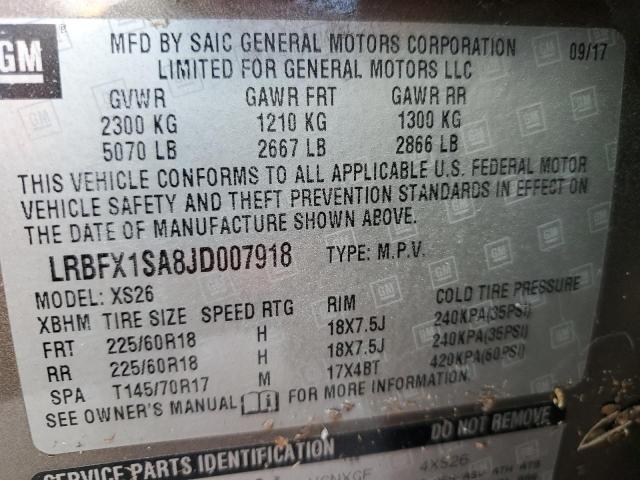 LRBFX1SA8JD007918 - 2018 BUICK ENVISION ESSENCE Gri fotoğraf 14