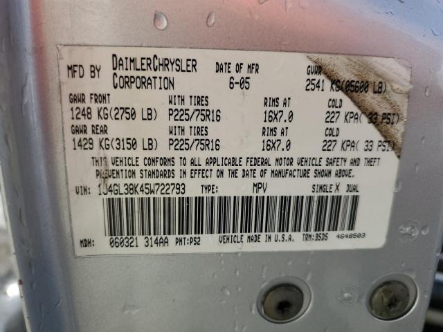 1J4GL38K45W722793 - 2005 JEEP LIBERTY RENEGADE SILVER photo 14