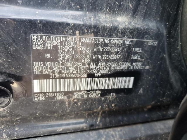 2T3H1RFVXNW204590 - 2022 TOYOTA RAV4 LE 黑色 照片 13