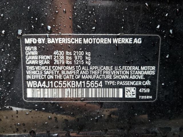 WBA4J1C55KBM15654 - 2019 BMW 430I GRAN COUPE BLACK photo 12