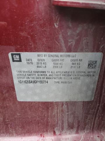 1G11C5SA9GF155774 - 2016 CHEVROLET MALIBU LIM LT 勃艮第红 照片 12