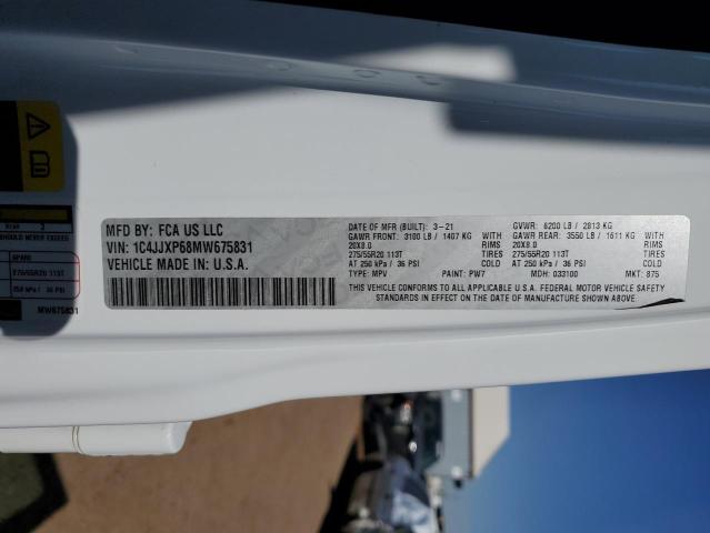 1C4JJXP68MW675831 - 2021 JEEP WRANGLER U SAHARA 4XE WHITE photo 12