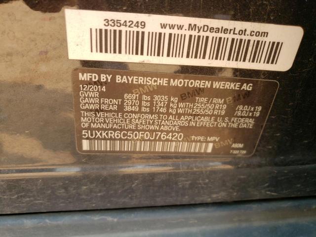 5UXKR6C50F0J76420 - 2015 BMW X5 XDRIVE50I GRAY photo 12