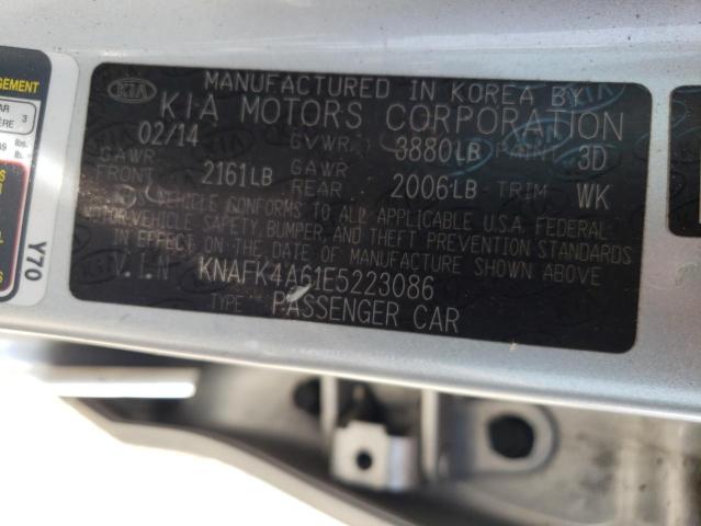 KNAFK4A61E5223086 - 2014 KIA FORTE LX SILVER photo 12