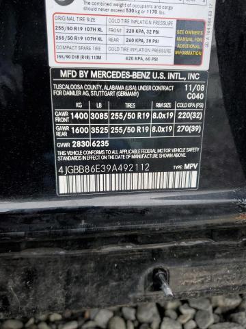 4JGBB86E39A492112 - 2009 MERCEDES-BENZ ML 350 BLACK photo 13