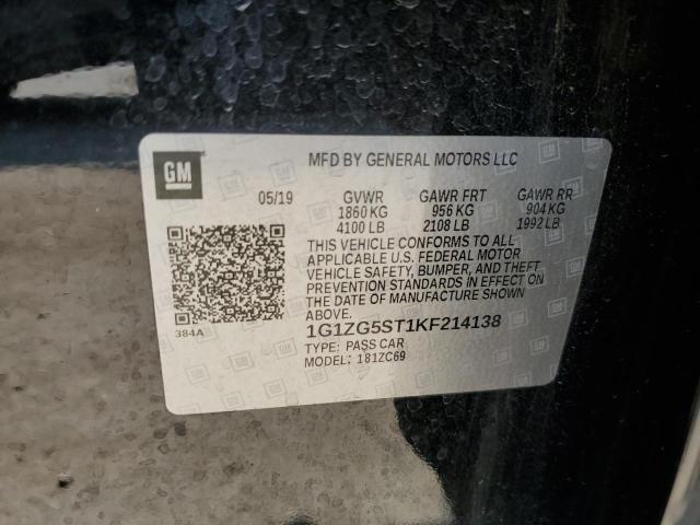 1G1ZG5ST1KF214138 - 2019 CHEVROLET MALIBU RS 黑色 照片 12