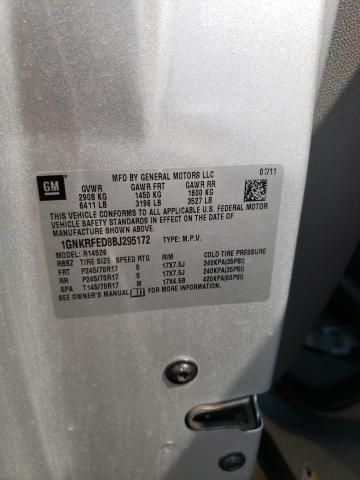 1GNKRFED8BJ295172 - 2011 CHEVROLET TRAVERSE LS SILVER photo 12