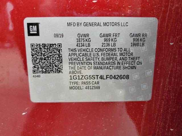 1G1ZG5ST4LF042608 - 2020 CHEVROLET MALIBU RS RED photo 13