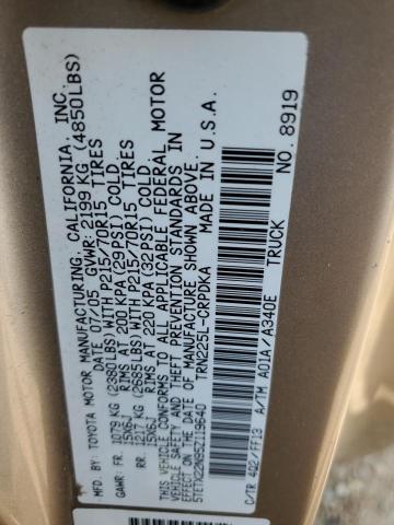 5TETX22N95Z119640 - 2005 TOYOTA TACOMA ACCESS CAB ოქროსფერი ფოტო 13