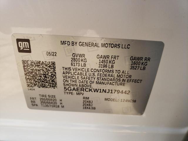 5GAERCKW1NJ179442 - 2022 BUICK ENCLAVE PREMIUM WHITE photo 14