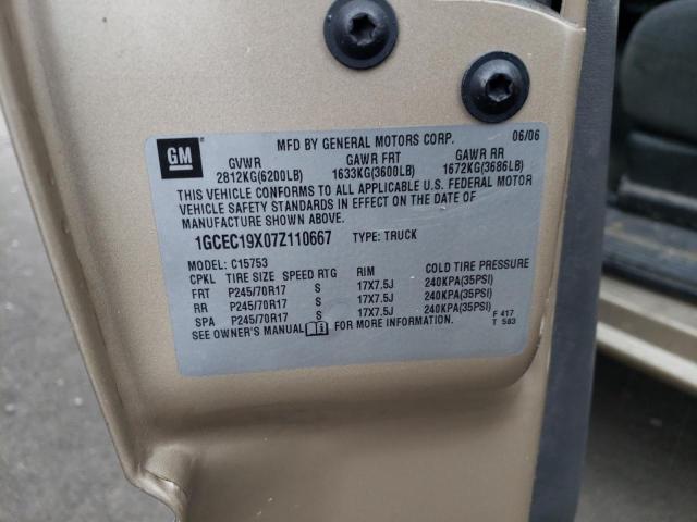 1GCEC19X07Z110667 - 2007 CHEVROLET SILVERADO C1500 CLASSIC GOLD photo 12