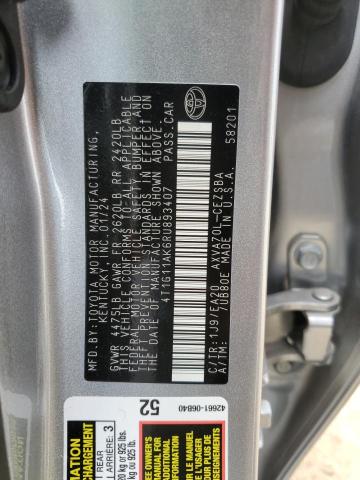 4T1G11AK6RU893407 - 2024 TOYOTA CAMRY SE NIGHT SHADE SILVER photo 12