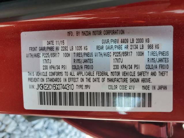 JM3KE2CY6G0744310 - 2016 MAZDA CX-5 TOURING RED photo 13